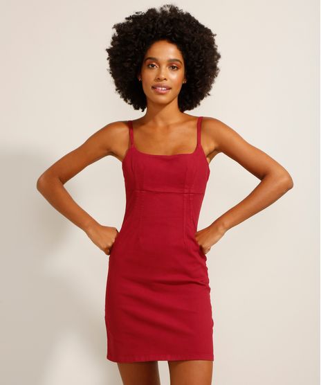 Vestido-de-Sarja-Curto-com-Pences-Alca-Fina-Decote-Reto-Vermelho-9991482-Vermelho_1