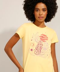 Camiseta-de-Algodao-Tigre-e-Lua-Manga-Curta-Decote-Redondo-Amarelo-9994271-Amarelo_5