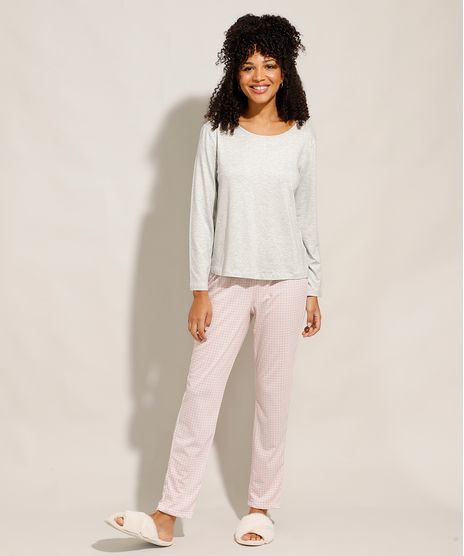 Pijama-Manga-Longa-com-Estampa-Xadrez-Vichy-Cinza-Mescla-9987333-Cinza_Mescla_1