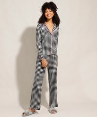 Pijama-Camisa-Manga-Longa-Tal-Mae-Tal-Filha-Estampado-Xadrez-Vichy-com-Vivo-Contrastante-Preto-9982966-Preto_1