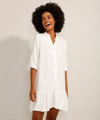Vestido-Chemise-Curto-com-Babado-Manga-3-4-Branco-9988236-Branco_1