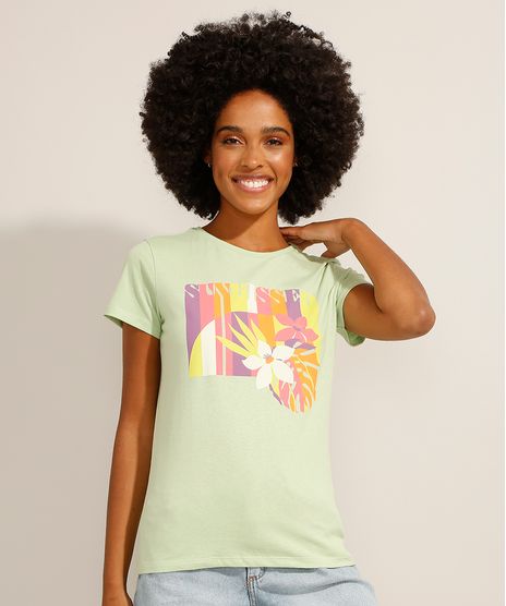 Camiseta-de-Algodao--Sunkissed--Manga-Curta-Decote-Redondo-Verde-Claro-9994272-Verde_Claro_1