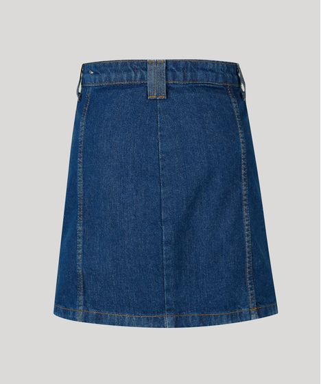 saia jeans com faixa lateral