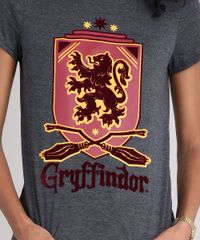 Blusa-Feminina-Harry-Potter-Grifinoria-Manga-Curta-Decote-Redondo-Cinza-Mescla-Escuro-9132652-Cinza_Mescla_Escuro_4