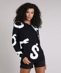 Sueter-Feminino-Estampado-em-Trico-Manga-Longa-Decote-V-Preto-9174964-Preto_1