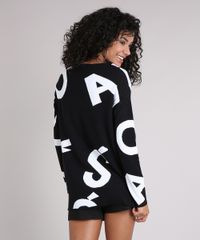 Sueter-Feminino-Estampado-em-Trico-Manga-Longa-Decote-V-Preto-9174964-Preto_2