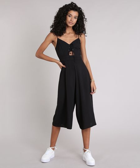 Macacao-Feminino-Pantacourt-com-Recortes-e-Lace-Up-Alcas-Finas-Decote-V-Preto-9087647-Preto_1