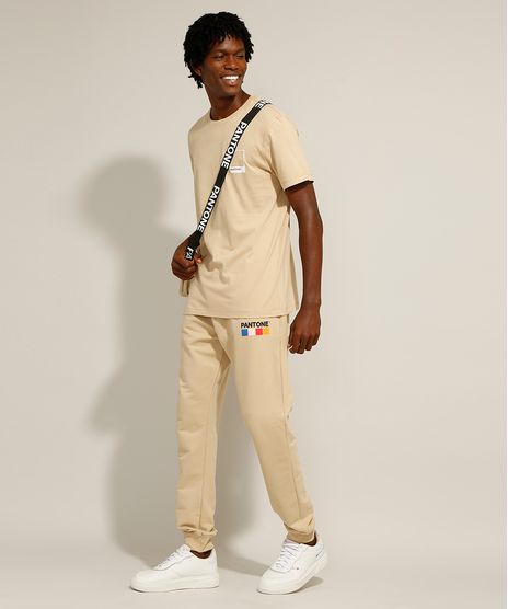 Calca-Relaxed-Jogger-de-Moletom-Cartela-de-Cores-com-Cordao-e-Bolsos-Pantone-Kaki-9988114-Kaki_1