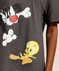 Camiseta-Longa-Piu-Piu-e-Frajola-Manga-Curta-Decote-Redondo-Chumbo-9974464-Chumbo_4