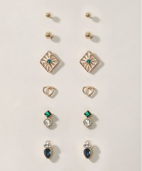 Kit-de-5-Brincos-Femininos-Pequenos-Dourado-9963579-Dourado_1