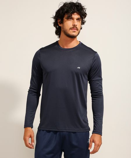 Camiseta Esportiva Masculina Manga Longa Azul