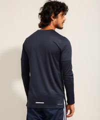 Camiseta Esportiva Masculina Manga Longa Azul Costas