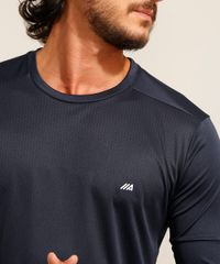 Camiseta Esportiva Masculina Manga Longa Azul