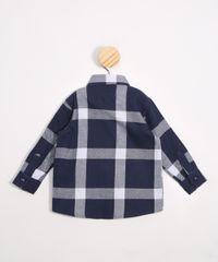 Camisa Infantil Estampada Xadrez Manga Longa Festa Junina Azul Marinho costas Camisa Infantil Estampada Xadrez Manga Longa Festa Junina Azul Marinho costas