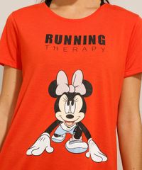 Camiseta Esportiva Feminina Decote Redondo Vermelha frente