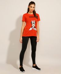 Camiseta Esportiva Feminina Decote Redondo Vermelha