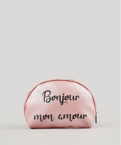 Necessaire-Feminina-Metalizada--Bonjour-Mon-Amour--Rose-9238332-Rose_1