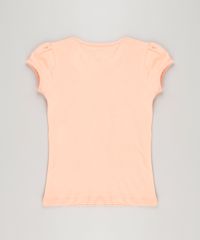 Blusa-Infantil-Sereia-com-Glitter-Manga-Curta-Decote-Redondo-em-Algodao---Sustentavel-Coral-9215953-Coral_2