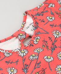 Vestido-Infantil-Estampado-Floral-com-Manga-Curta-e-Decote-Redondo-em-Algodao---Sustentavel-Coral-9225518-Coral_3