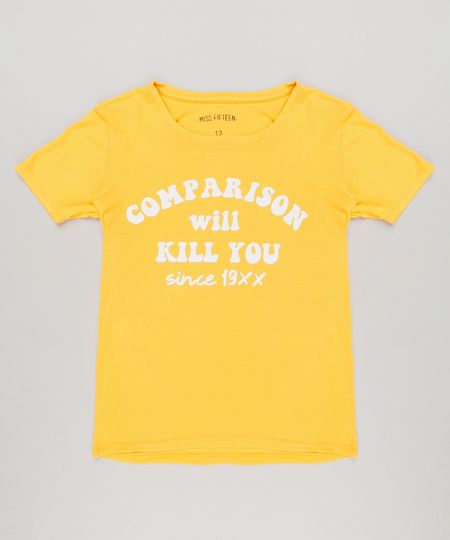 Blusa-Infantil--Comparison-Will-Kill-You--Manga-Curta-Decote-Redondo-Amarela-9222494-Amarelo_1