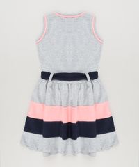 Vestido-Infantil-com-Laco-Sem-Manga-Decote-Redondo-em-Algodao---Sustentavel--Cinza-Mescla-9222070-Cinza_Mescla_2