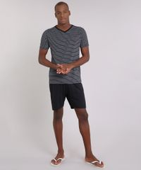 Pijama-Masculino-Listrado-Manga-Curta-Gola-V-Preto-8698151-Preto_1