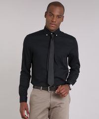 Kit-de-Camisa-Masculina-Comfort---Gravata-em-Jacquard-Preta-8581613-Preto_5