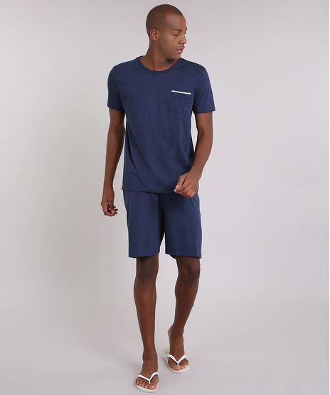 Pijama-Masculino-com-Bolso-Manga-Curta-Gola-Careca-Azul-Marinho-8673785-Azul_Marinho_1
