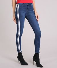 Calca-Jeans-Super-Skinny-Feminina-com-Listras-Laterais-e-Barra-Desfiada-Azul-Escuro-9202032-Azul_Escuro_1
