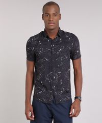 Camisa-Masculina-Estampada-de-Respingos-Manga-Curta-Preta-9170788-Preto_1