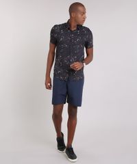 Camisa-Masculina-Estampada-de-Respingos-Manga-Curta-Preta-9170788-Preto_3