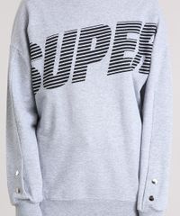 Blusao-Feminino--Super--em-Moletom-com-Botoes-Decote-Redondo-Manga-Longa-Cinza-Mescla-9133275-Cinza_Mescla_4