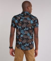 Camisa-Masculina-Estampada-de-Folhagem-Manga-Curta-Preta-9170780-Preto_2