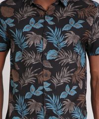 Camisa-Masculina-Estampada-de-Folhagem-Manga-Curta-Preta-9170780-Preto_4