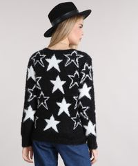 Sueter-Feminino-em-Trico-Felpudo-Estampado-de-Estrelas-Decote-Redondo-Manga-Longa-Preto-8891804-Preto_2