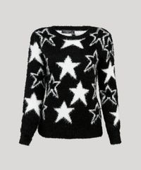 Sueter-Feminino-em-Trico-Felpudo-Estampado-de-Estrelas-Decote-Redondo-Manga-Longa-Preto-8891804-Preto_5