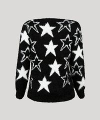 Sueter-Feminino-em-Trico-Felpudo-Estampado-de-Estrelas-Decote-Redondo-Manga-Longa-Preto-8891804-Preto_6