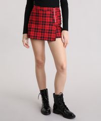 Short-Saia-Feminino-Xadrez-Curto-com-Ziper-com-Argola-Vermelho-8855230-Vermelho_1