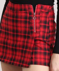 Short-Saia-Feminino-Xadrez-Curto-com-Ziper-com-Argola-Vermelho-8855230-Vermelho_4