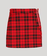 Short-Saia-Feminino-Xadrez-Curto-com-Ziper-com-Argola-Vermelho-8855230-Vermelho_5