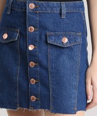 Saia-Jeans-Feminina-com-Botoes-Barra-Desfiada-Curta-Azul-Escura-9195861-Azul_Escura_4