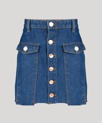 Saia-Jeans-Feminina-com-Botoes-Barra-Desfiada-Curta-Azul-Escura-9195861-Azul_Escura_5