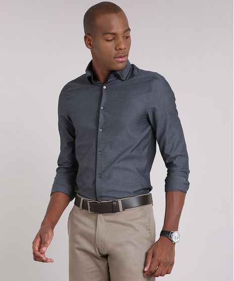 Camisa-Masculina-Slim-Texturizada-Manga-Longa-Chumbo-9050807-Chumbo_1