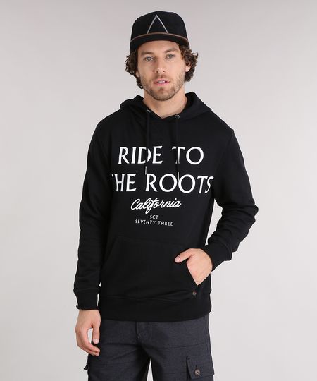 Blusao-Masculino-em-Moletom-com-Estampa--Ride-To-The-Roots--e-Bolso-Preto-8830713-Preto_1
