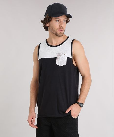Regata-Masculina-com-Bolso-Estampado-de-Folhagem-Gola-Redonda-Preta-9125857-Preto_1