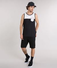 Regata-Masculina-com-Bolso-Estampado-de-Folhagem-Gola-Redonda-Preta-9125857-Preto_3