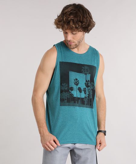 Regata-Masculina-com-Estampa-de-Coqueiros-Gola-Careca--Verde-9121639-Verde_1