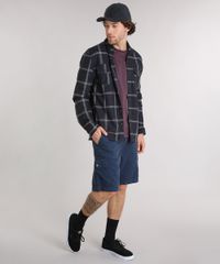 Camiseta-Masculina-com-Estampa-Floral-e-Bolso-Manga-Curta-Gola-Redonda-Vinho-9125863-Vinho_3