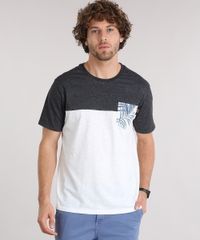 Camiseta-Masculina-Manga-Curta-Gola-Careca-com-Bolso-Estampado-de-Folhagem-Off-White-9125862-Off_White_1
