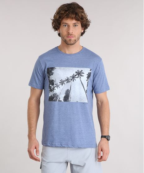 Camiseta-Masculina-Manga-Curta-Gola-Careca-com-Estampa-de-Coqueiros-Azul-9125861-Azul_1
